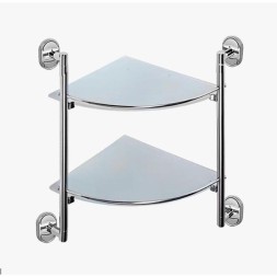 Полка настенная угловая двухярусная D-Lin стекло металл хром / D262700