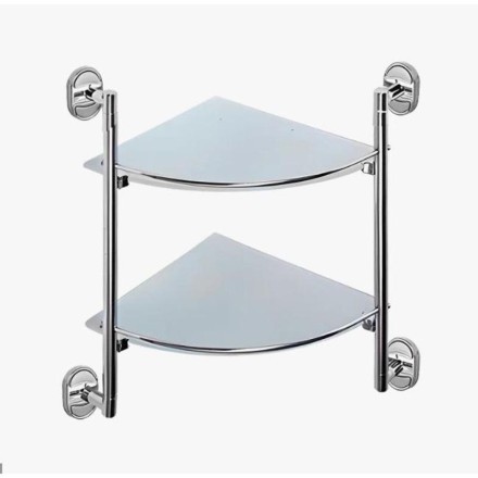 Полка настенная угловая двухярусная D-Lin стекло металл хром / D262700