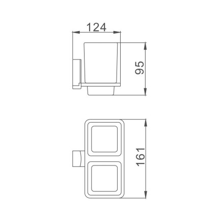 Стакан настенный двойной D-Lin стекло металл хром / D212330
