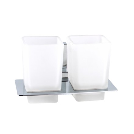 Стакан настенный двойной D-Lin стекло металл хром / D212330