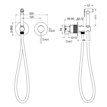 Смеситель встроенный с гигиеническим душем с защитой от ожогов Timo Saona Матовое золото / 2339/17SM