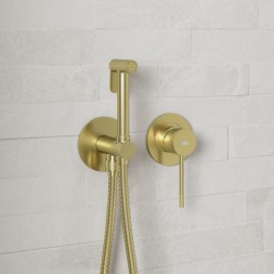 Смеситель встроенный с гигиеническим душем с защитой от ожогов Timo Saona Матовое золото / 2339/17SM