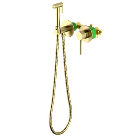 Смеситель встроенный с гигиеническим душем с защитой от ожогов Timo Saona Матовое золото / 2339/17SM