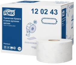 Мягкая туалетная бумага в мини рулонах Tork Premium T2 120243 (рул)