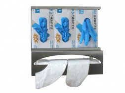 DU-002 Настенный диспенсер для перчаток и рулонного полотенца металл Klimi